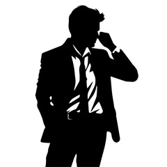 Business man Thinking vector silhouette, a man thinking silhouette, stress person vector