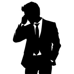 Business man Thinking vector silhouette, a man thinking silhouette, stress person vector