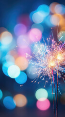 Colorful fireworks with bokeh background, New Year and Christmas. - obrazy, fototapety, plakaty