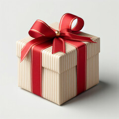Gift box with red ribbon isolated on and white background. ai generative
