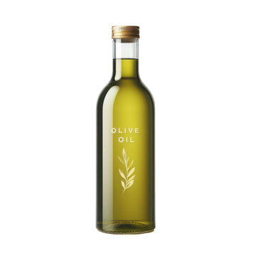 Olive oil bottle product isolated on white transparent, Label with text on package, PNG