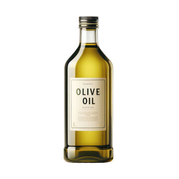 Olive oil bottle product isolated on white transparent, Label with text on package, PNG