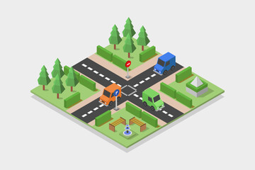 Isometric road intersection