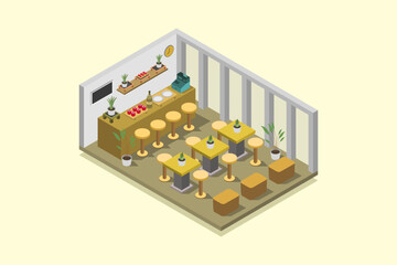 Isometric Japanese restaurant