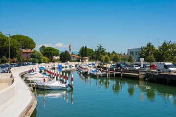 The marina in Aquileia in Friuli-Venezia Giulia, north east Italy. August. - obrazy, fototapety, plakaty
