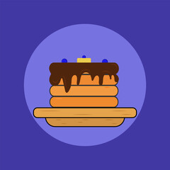 Fluffy pancakes in flat style, vector illustration