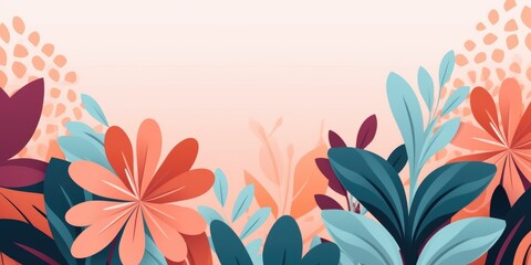beautiful abstract teal pink orange simple doodle cartoon floral design background. beautiful Generative AI AIG32