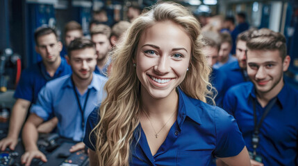 Fototapeta premium Young Successful Team that likes to Work Together with Employees Generative AI Digital Art Background Illustration Wallpaper Magazine Journal Poster