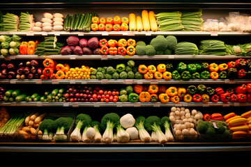 A grocery store filled with lots of fresh vegetables and fruits. Generative AI