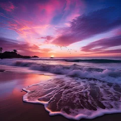 Foto op Plexiglas a purple sunset over the pacific ocean , generated by AI © tino