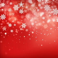 Christmas with various small snowflakes on gradient background in red colors