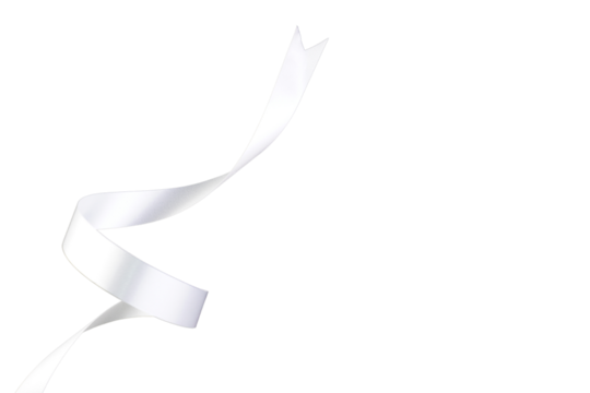 White Ribbon Curls Isolated Background