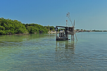 Fototapeta na wymiar Fishing Hut Off the Coast of Caye Caulker Belize
