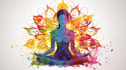 Vivid Ascension: Mindfulness Meditation's Transcendence Art, AI Generated
