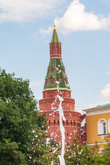 Fototapeta na wymiar Corner Arsenalnaya Tower of Kremlin in Moscow, Russia.