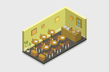 Isometric restaurant room