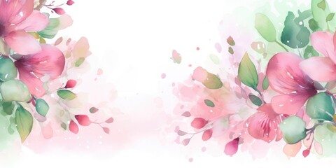 Fototapeta na wymiar Beautiful abstract pink and green watercolor floral design background. beautiful Generative AI AIG32