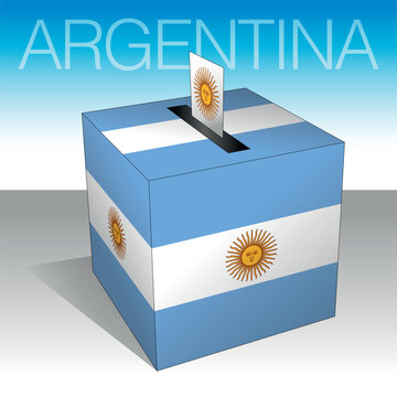 Argentina, ballot box, political elections, flags and symbols, vector illustration
