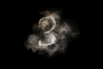 Number 3 Enigma: Immerse Yourself in the Abstract Fantasy of Dissolving Linear Outlined Number 3, Surrounded by a Colorful Cloud on a Cloudy Transparent Background, a Symbolic Journey into Modern Art