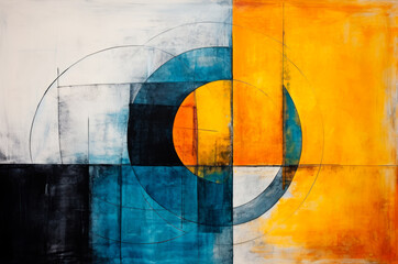 Abstract painting.Oil paint on canvas. Painting in the interior. A modern poster. Generative AI