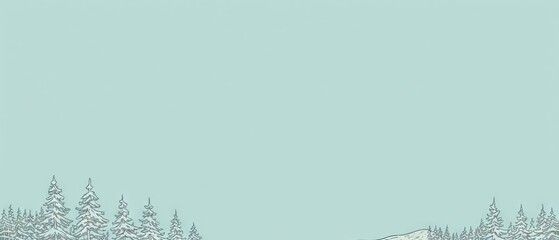 Stylized snowy pine trees under a clear turquoise sky, ample space for text