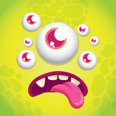 Yellow monster avatar with multiple eyes Vector