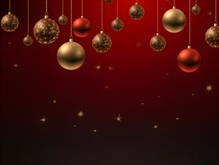 Fototapeta na wymiar Christmas ornament balls on red background