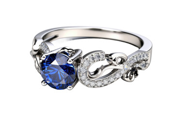 Realizing Splendor in the Sapphire Starlight Ring on a Clear Surface or PNG Transparent Background.