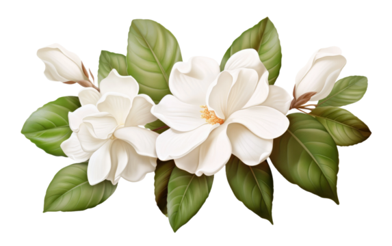A Glimpse into the Secret Gardenia's Beauty on a Clear Surface or PNG Transparent Background.