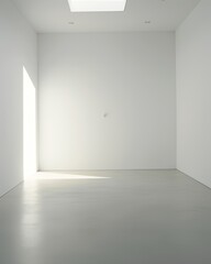 Obraz premium An empty white room with a window, shadows from the light for product presentation, background for your photos, overlay