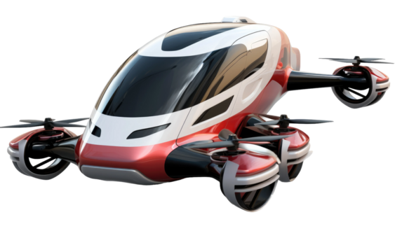 Unveiling the Realism of Self-Driving Aerial Vehicles on a Clear Surface or PNG Transparent Background.