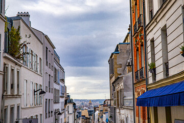 Paris downtown in the Montmartre area and sacre coeur church