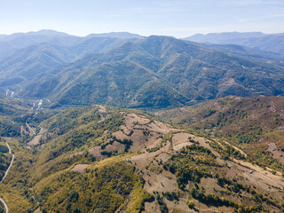Fototapeta premium Aerial view of iskar gorge near, Balkan Mountains, Bulgaria