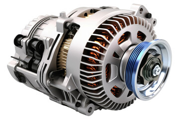 Alternator With Long Life Isolated On a Clear Surface or PNG Transparent Background.