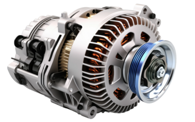 Alternator With Long Life Isolated On a Clear Surface or PNG Transparent Background.