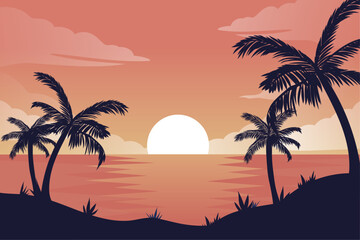 summer beach sunset landscape background