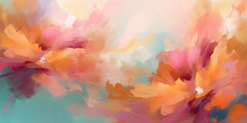 Obraz na płótnie Canvas beautiful abstract teal pink orange impressionistic floral design background. beautiful Generative AI AIG32