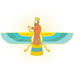Faravahar or Ferohar one of the primary symbols of Zoroastrianism