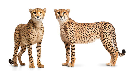 two cheetah portrait on isolated background
