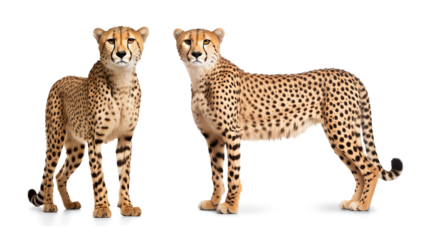 two cheetah portrait on isolated background