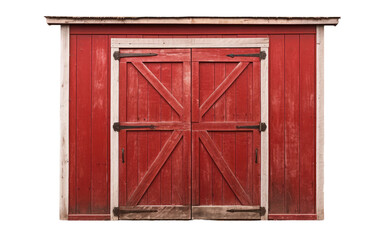 Barnyard Beauty Door With Red Color Isolated On a Clear Surface or PNG Transparent Background. - obrazy, fototapety, plakaty