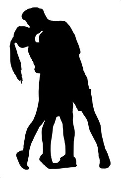 illustration silhouette of a couple kissing of valentine of vector