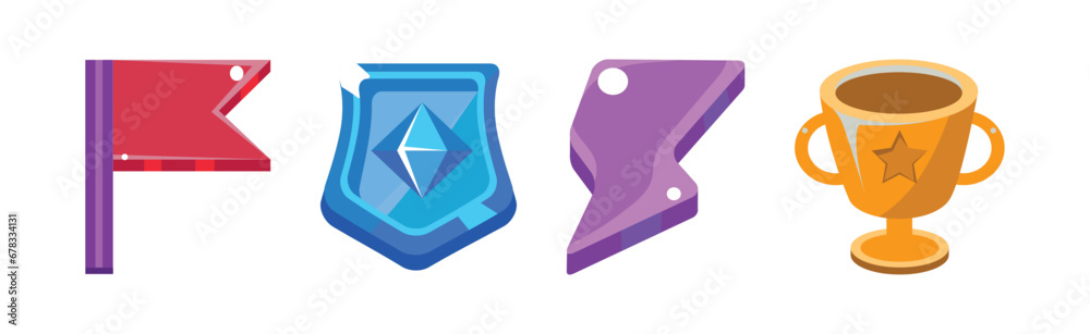 Poster game interface icon and design element vector set