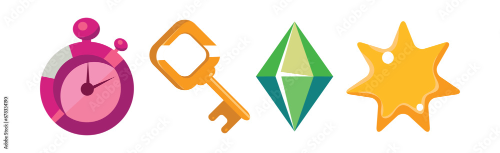 Poster game interface icon and design element vector set