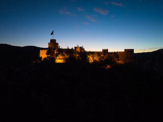 Obraz premium Boyabat Castle (Boyabat Kalesi) in the Sunset Drone Photo, Boyabat Sinop, Turkiye (Turkey)