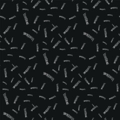 Embroidery  seamless pattern. White lines on black background. 