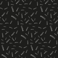 Embroidery  seamless pattern. White lines on black background. 