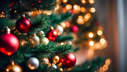 Fototapeta na wymiar Christmas themed background, beautiful and atmospheric Xmas holidays scene