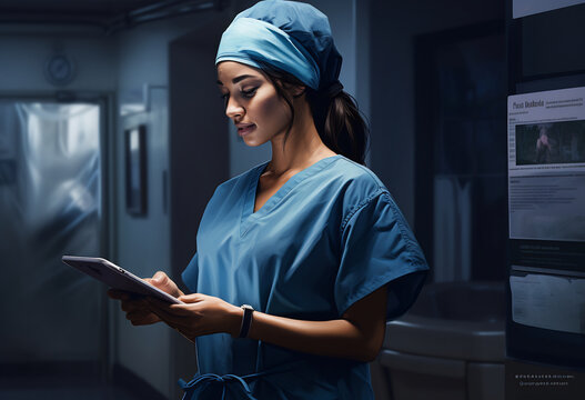 Surgeon with records at the operation theater (AI generated)