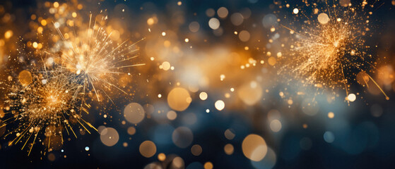 Fireworks on bokeh background. New Year and Christmas concept.